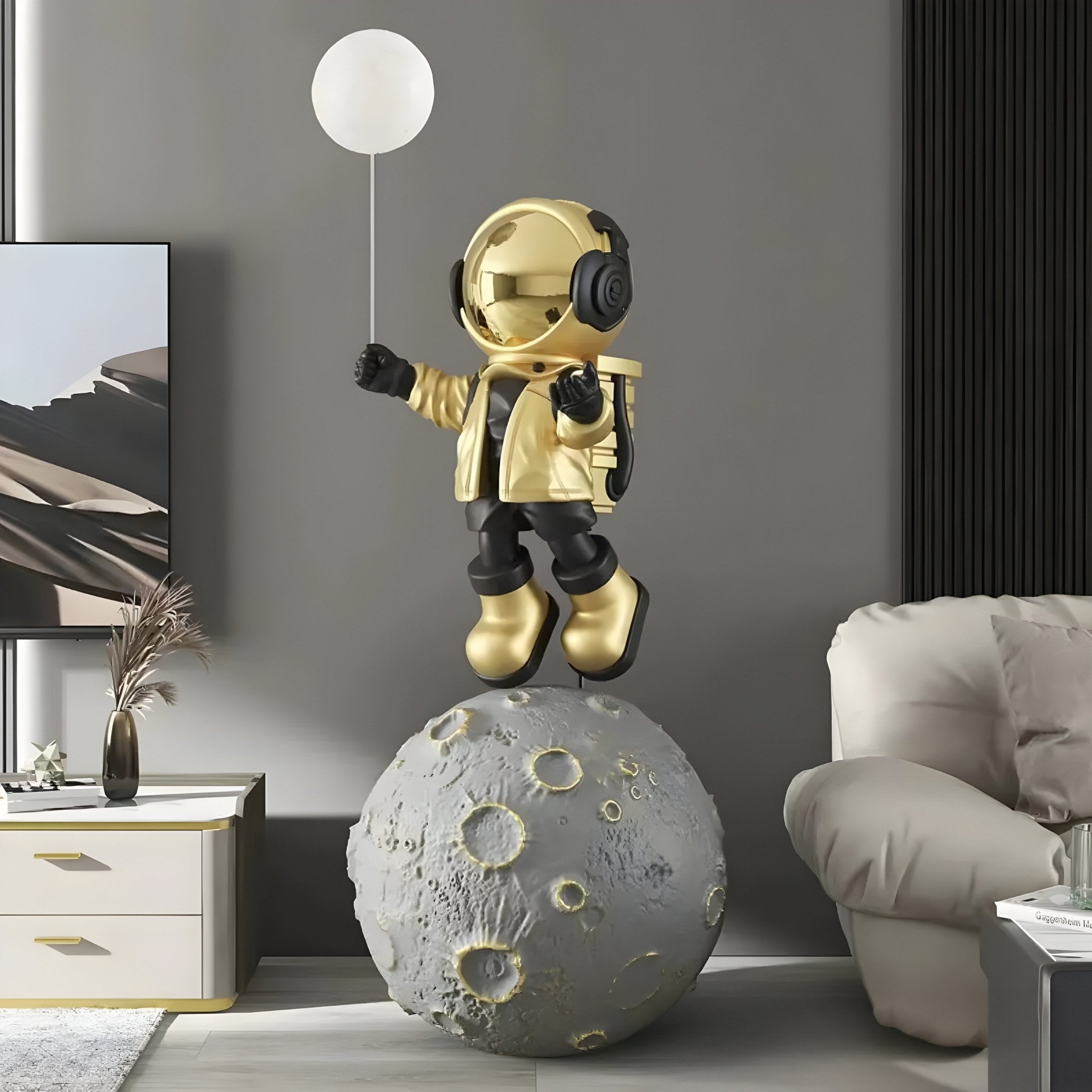 Large Celestial Gold Astronaut Glow Balloon Moonwalk Sculpture - 140cm