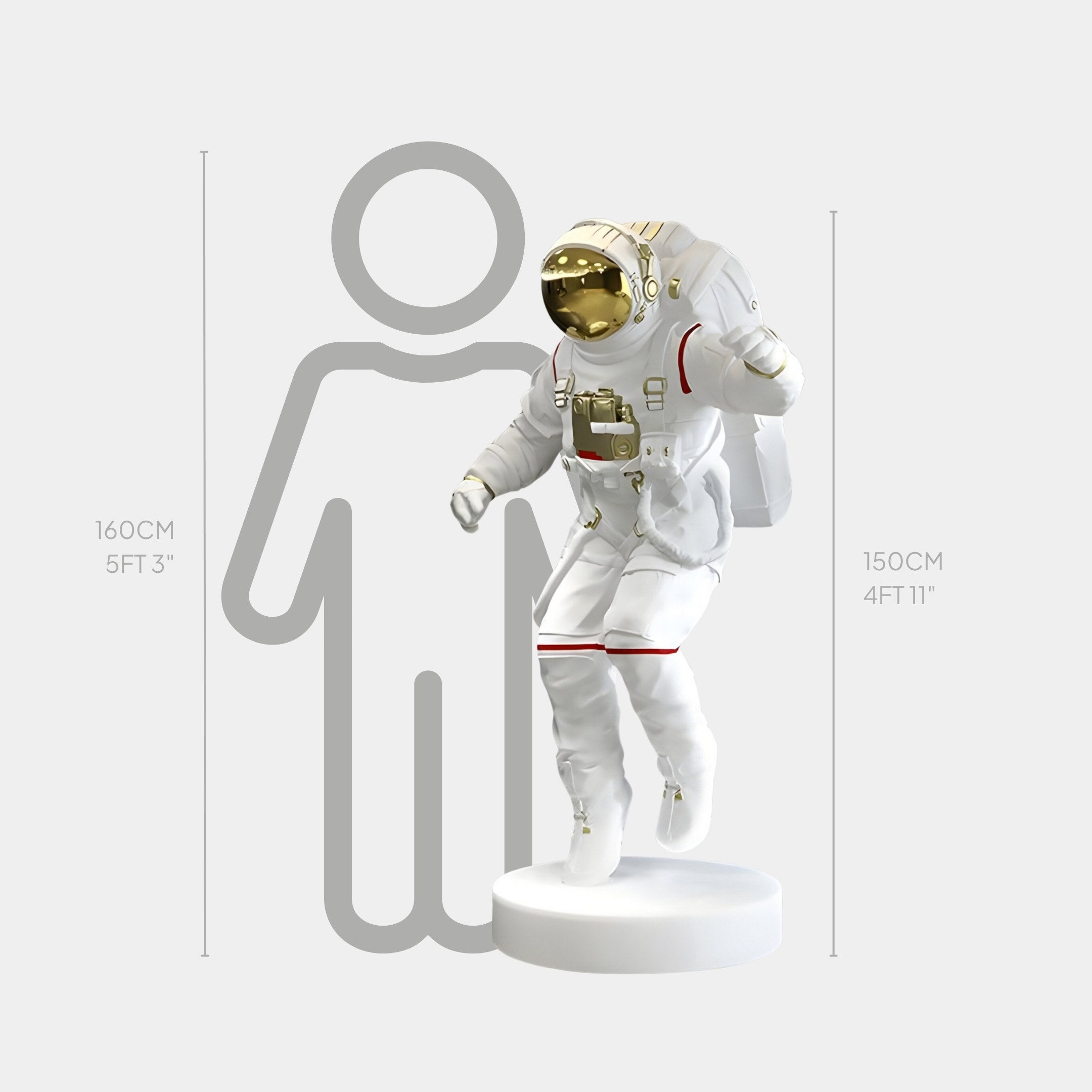 LARGE WHITE SPACE ASTRONAUT EXPLORER SCULPTURE - 150CM