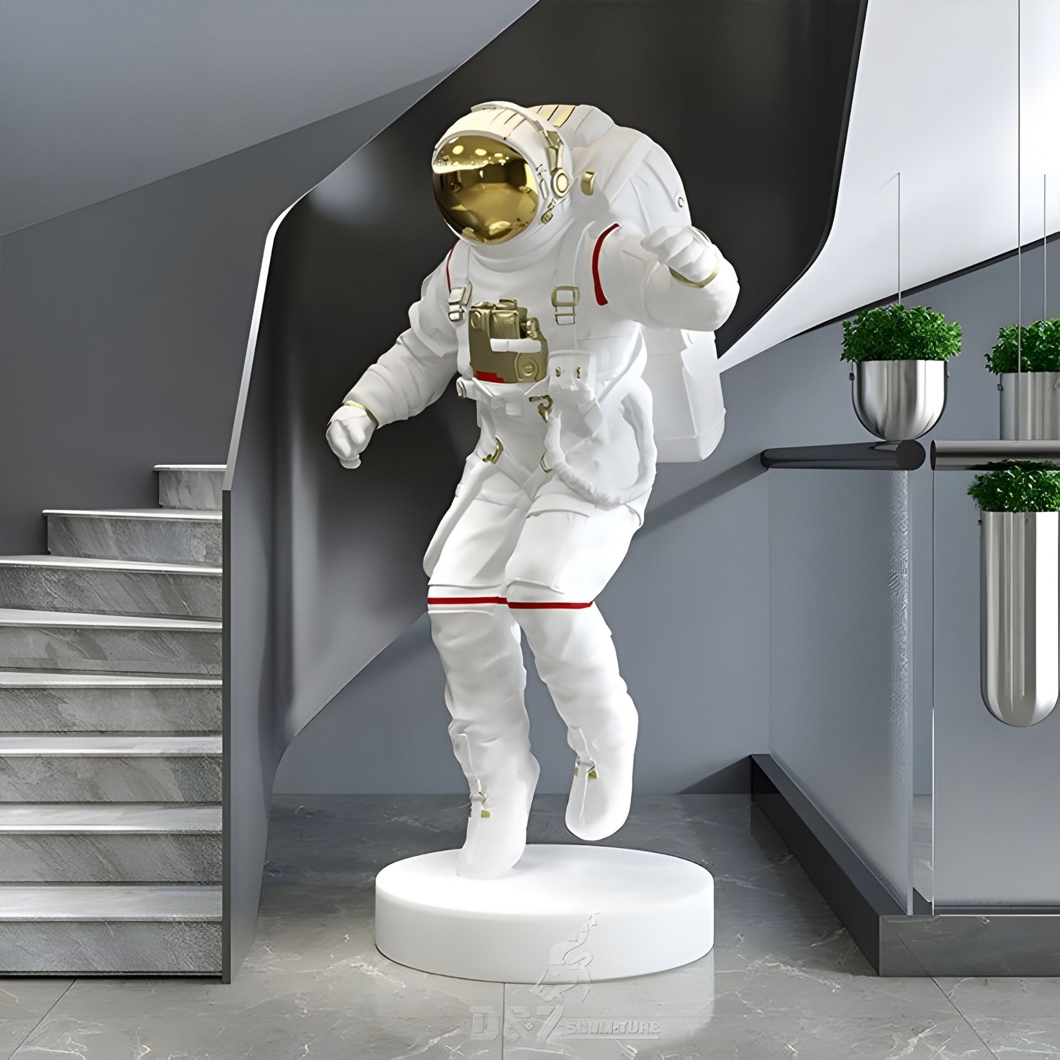 LARGE WHITE SPACE ASTRONAUT EXPLORER SCULPTURE - 150CM