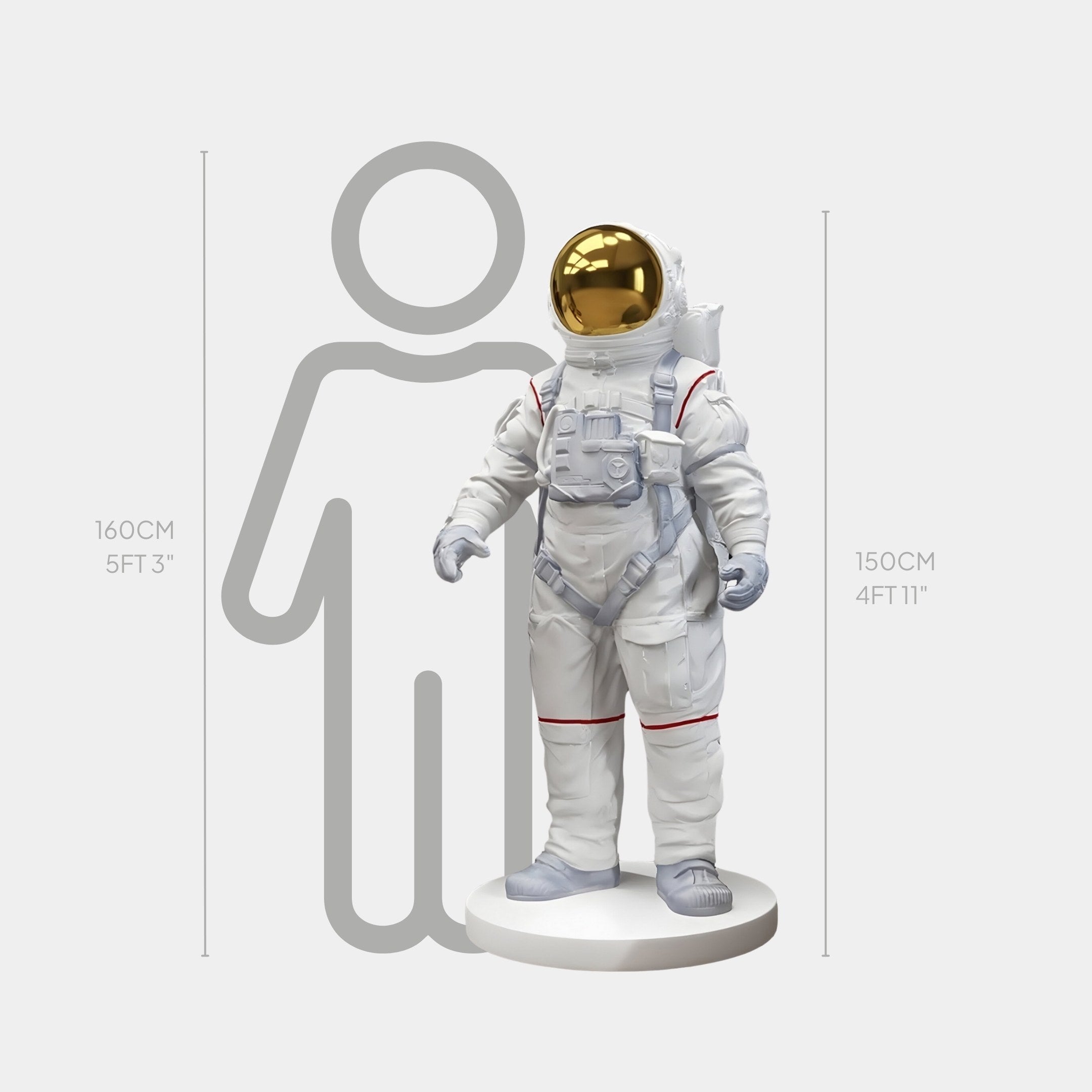 Large White Space Astronaut Standing Sculpture - 150cm