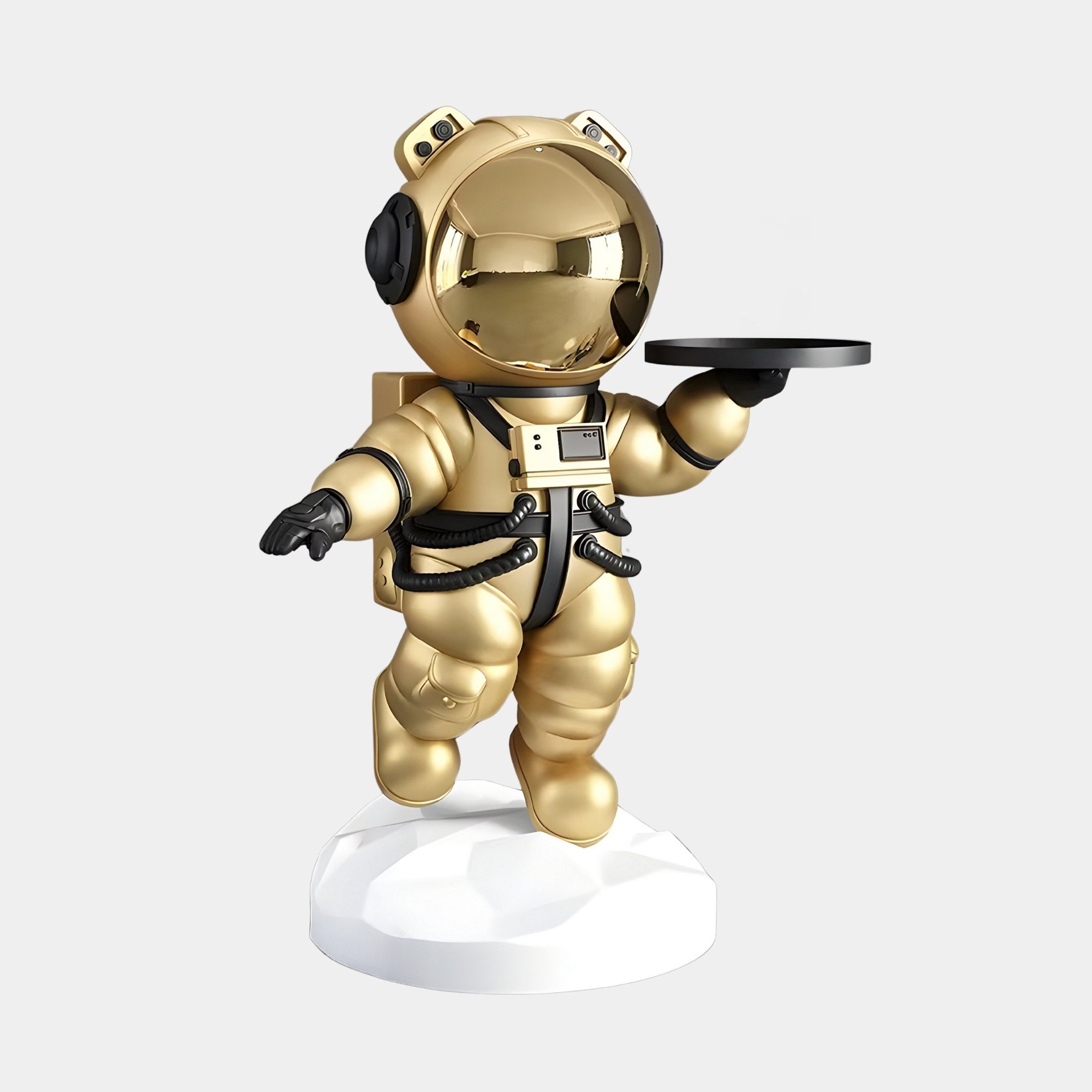 MEDIUM CELESTIAL GOLD ASTRONAUT BEAR BUTLER SCULPTURE - 90CM