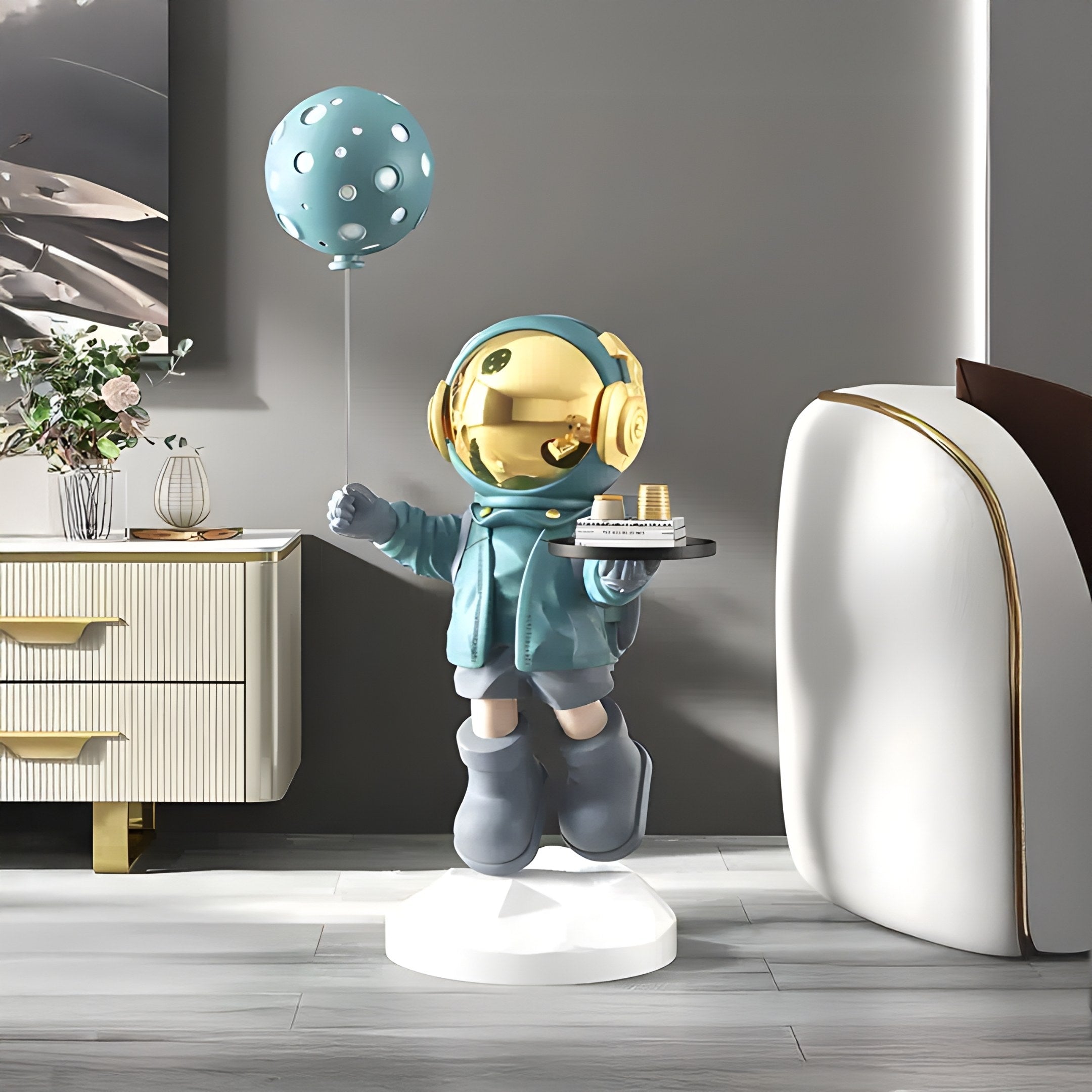 Medium Galactic Blue Astronaut Butler Balloon Sculpture - 80cm