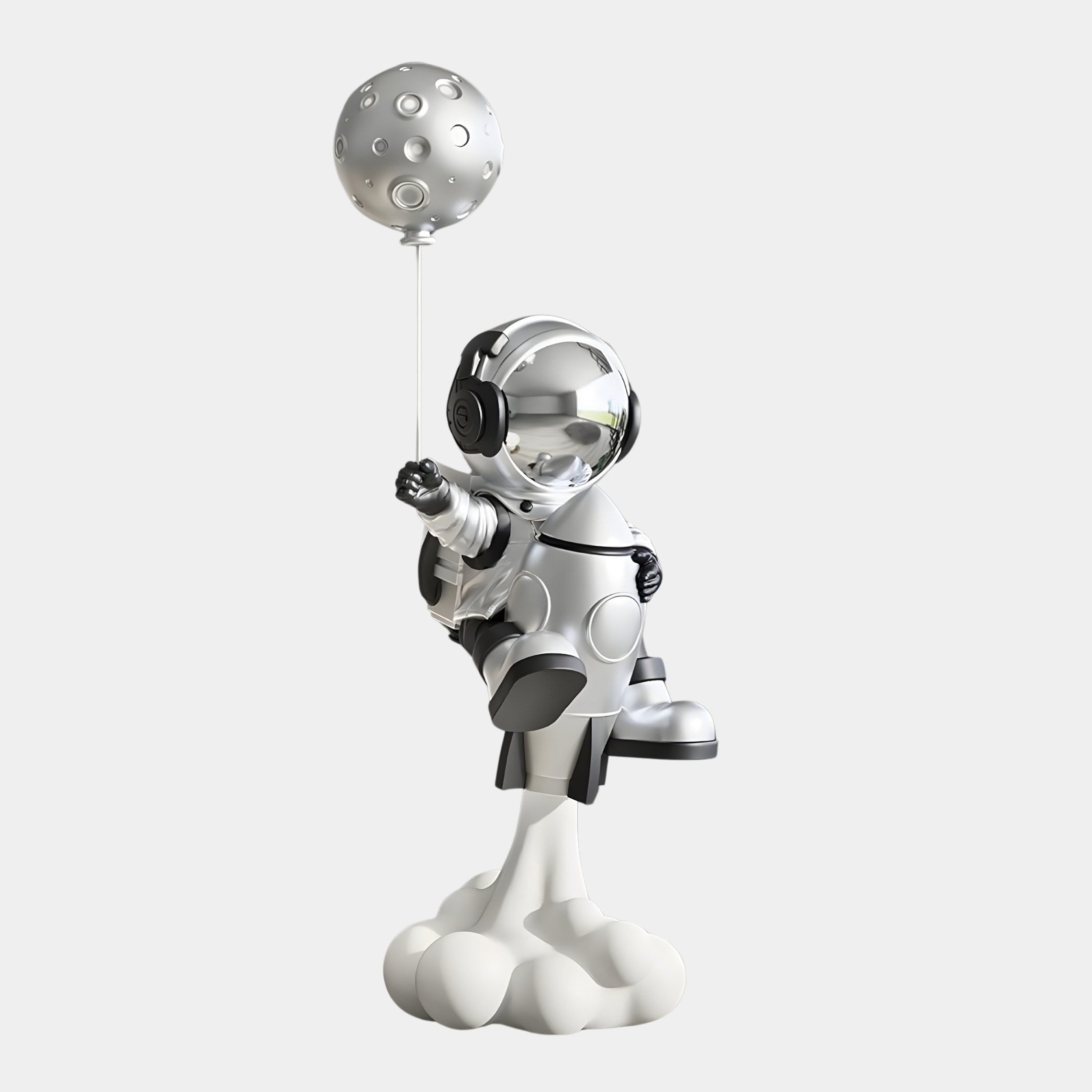 Medium Lunar Silver Astronaut Rocket Lift-Off Balloon Sculpture - 95cm