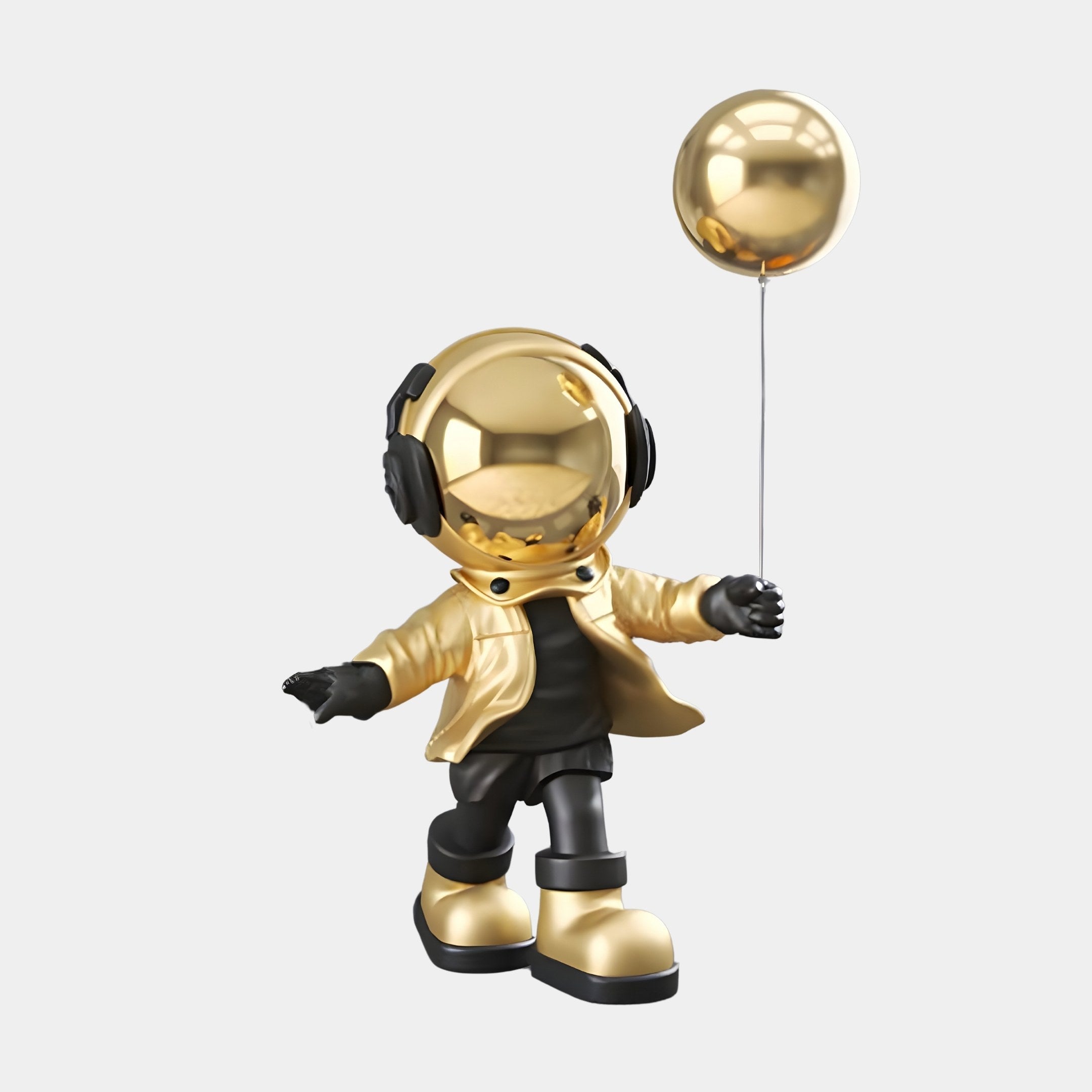 Small Celestial Gold Astronaut Balloon Standing Figure - 48cm