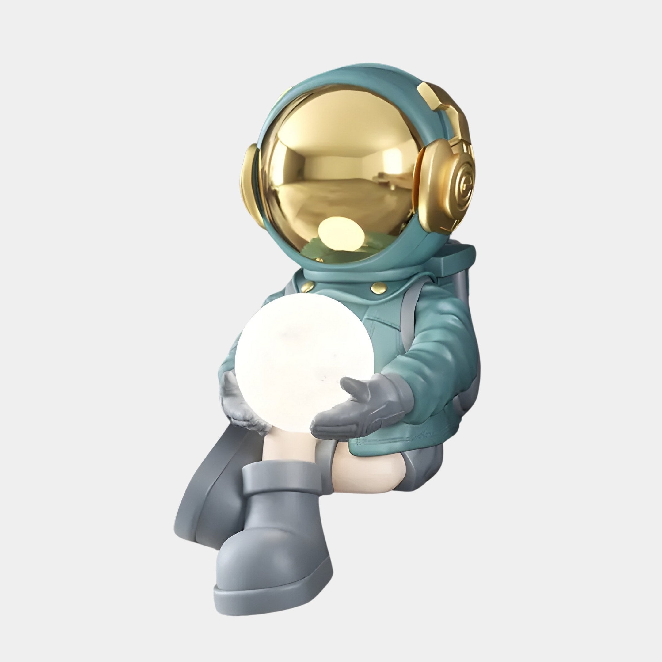 Small Galactic Blue Astronaut Glow Seated I Sculpture - 53cm