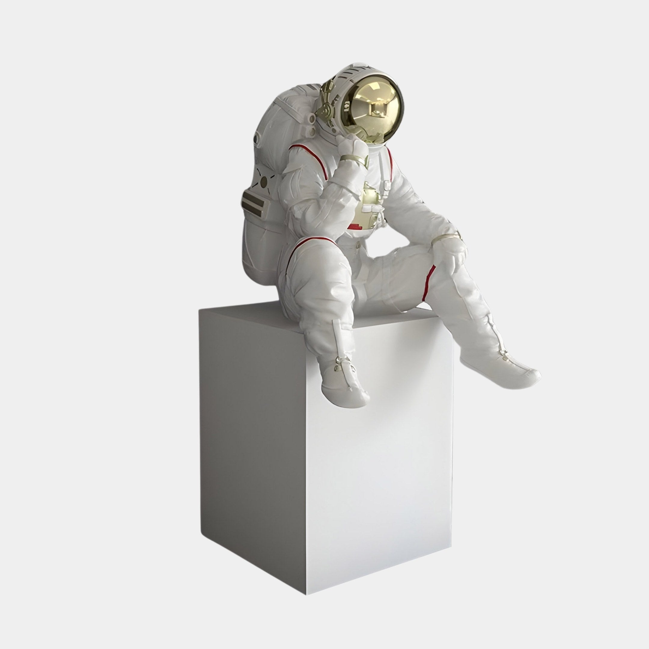 Small Nova White Astronaut Thinker Sculpture - 65cm