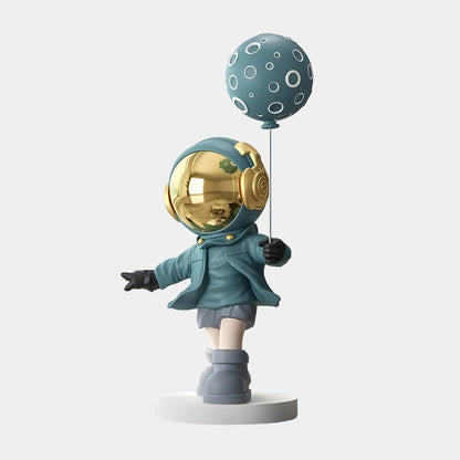 Medium Galactic Blue Astronaut Moon Balloon Sculpture - 96cm