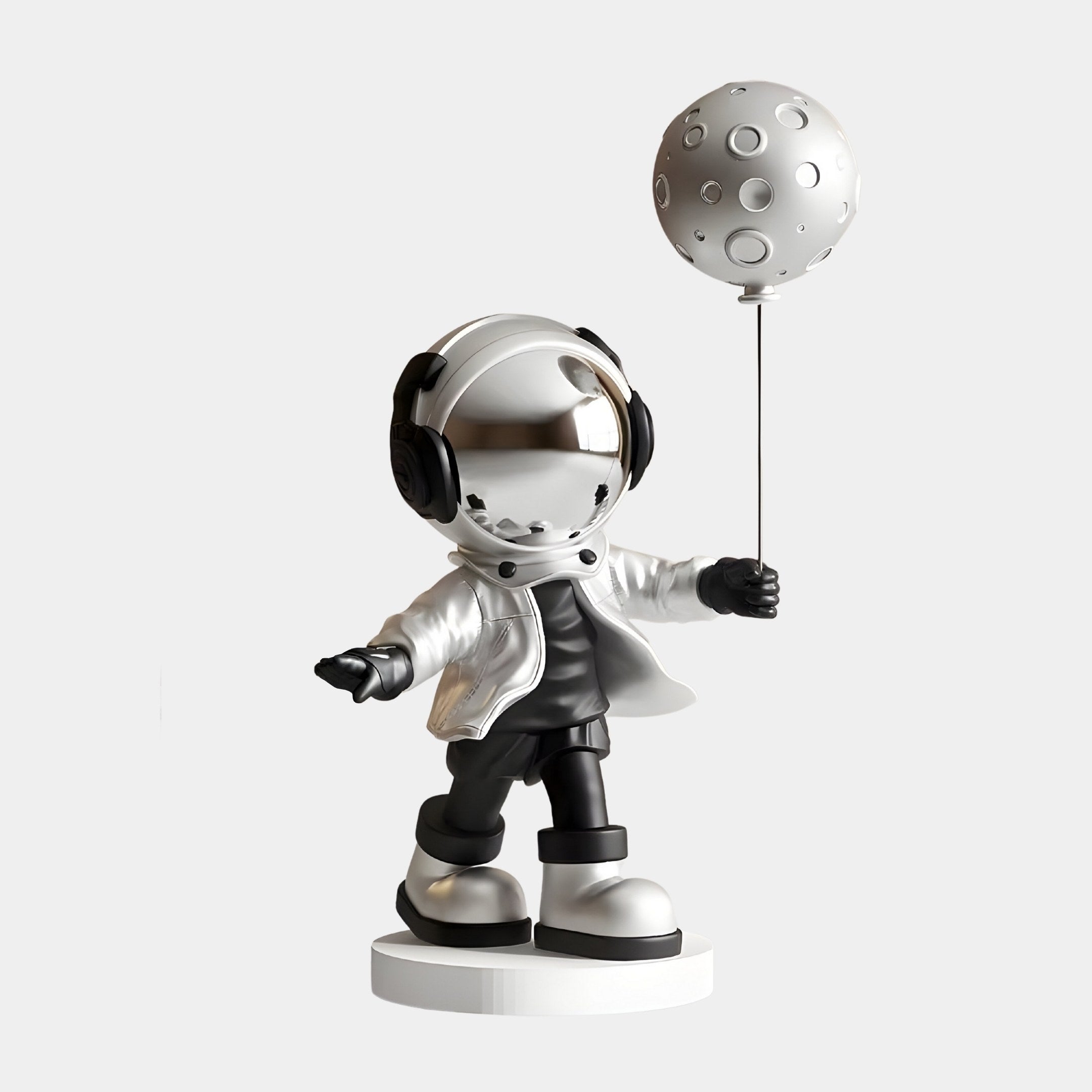 Medium Lunar Silver Astronaut Moon Balloon Sculpture - 96cm