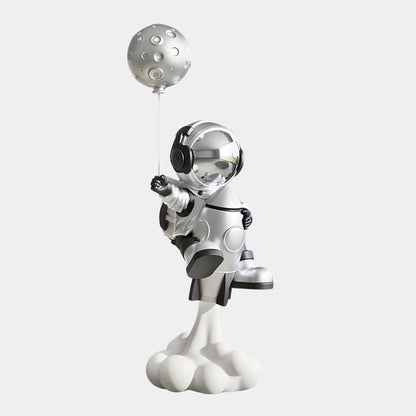 Medium Lunar Silver Astronaut Rocket Lift-Off Balloon Sculpture - 95cm