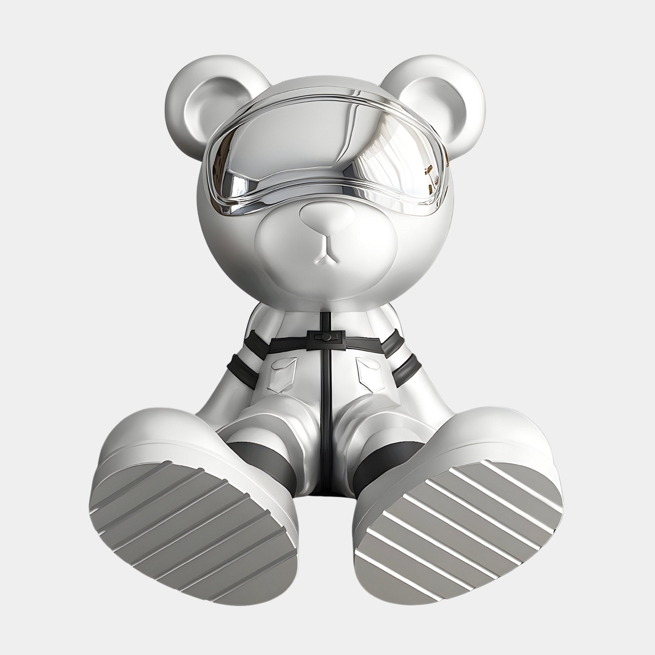 Small Cosmic Chrome Astronaut Bear Sculpture - 51cm